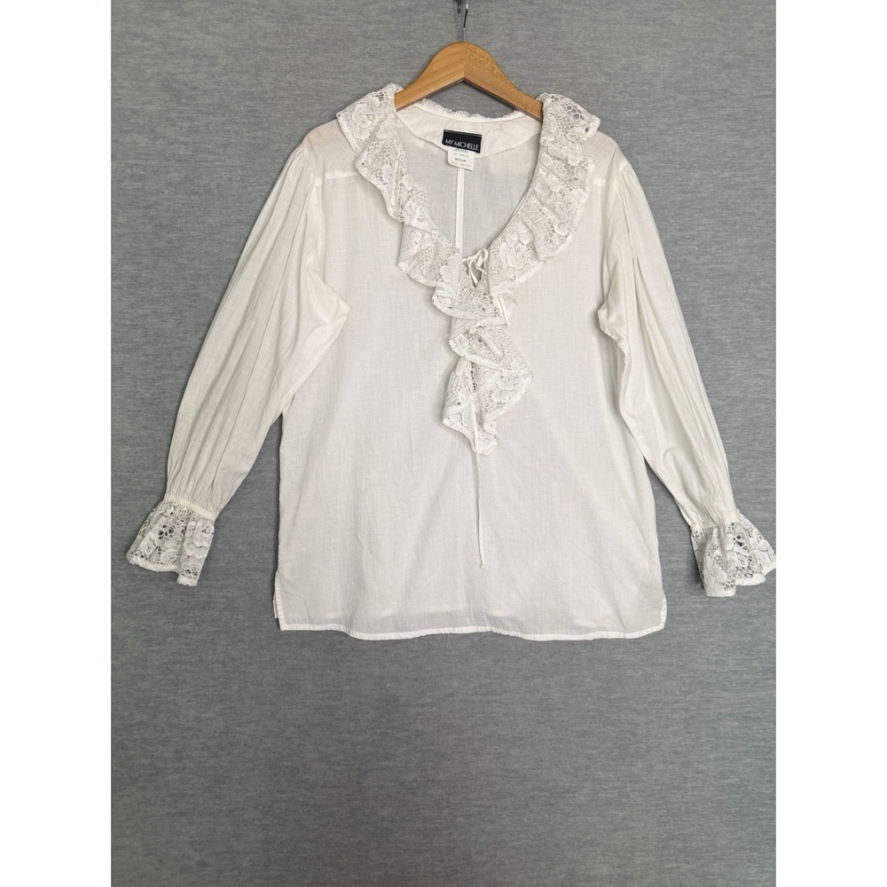 Vintage White Ruffle Edwardian Blouse Romantic Victorian Regencycore Romantic